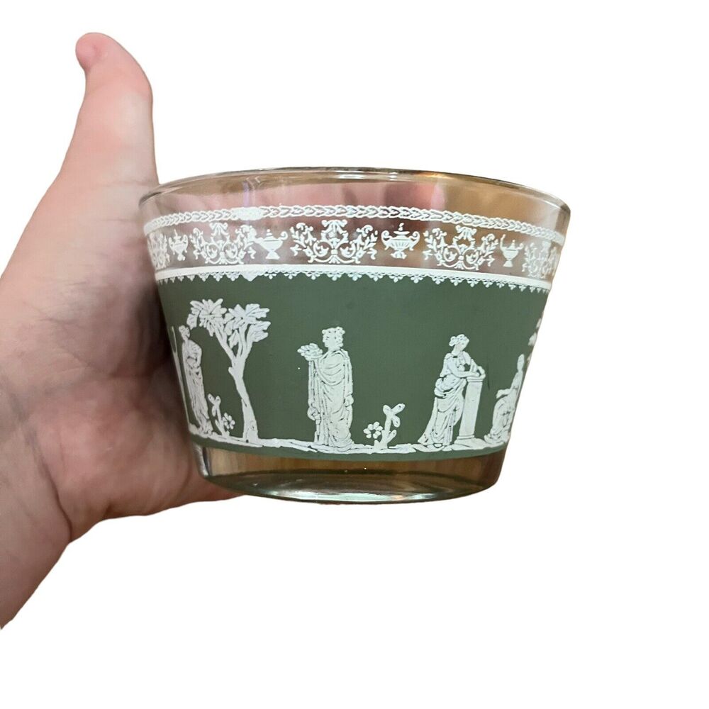 Vintage Jeannette Glass Hellenic Green Sorbet Cup Bowl Greek Roman Wedgewood - Picture 3 of 10
